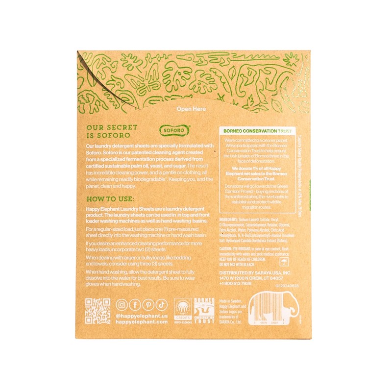Happy Elephant Laundry Detergent Sheets - Ultra Concentrated, Eco Sheets,