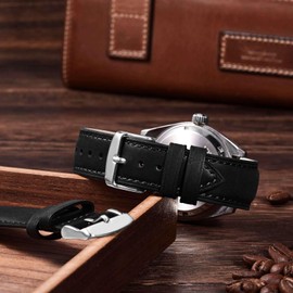 ANNEFIT Genuine Leather Watch Band, 0.7 inch (18 mm), 0.7 inch (19 mm), 0.8 inch (20 mm), 0.8 inch (21 mm), 0.9 inch (22 mm), Suede Crazy Horse Leather Watch Replacement Strap Quick Release, 19 mm