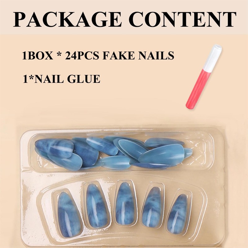MERVF Medium Press on Nails Almond Fake Nails Press ons