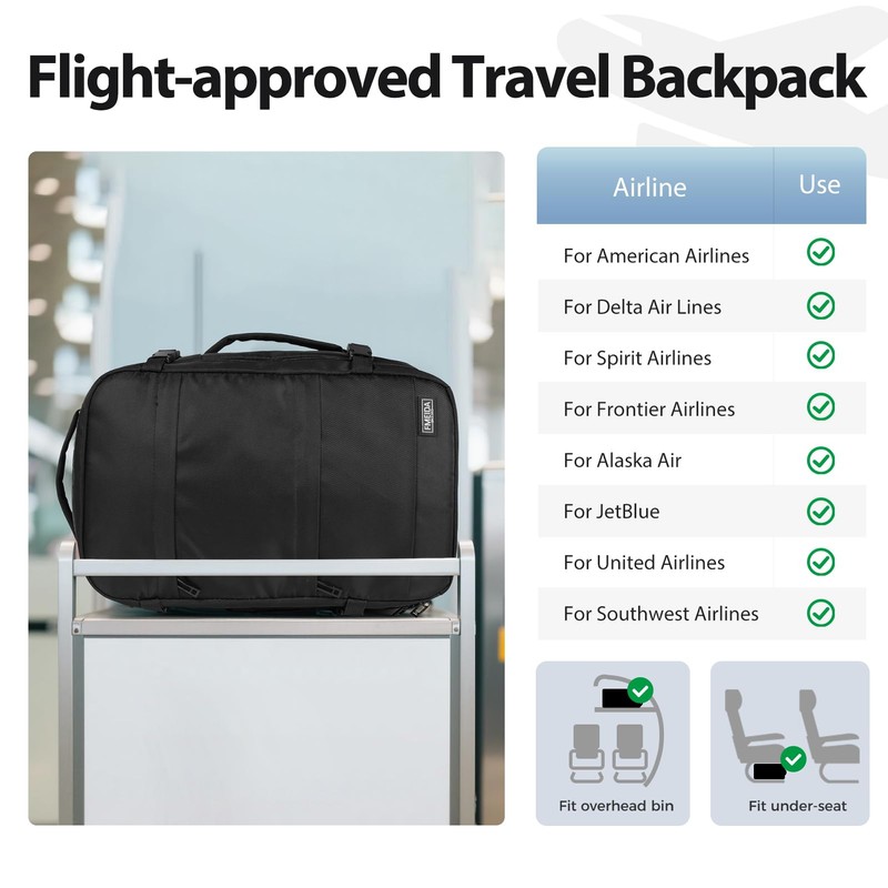 Fmeida Flight Approved Carry On Backpack for Ryanair Fits 14"