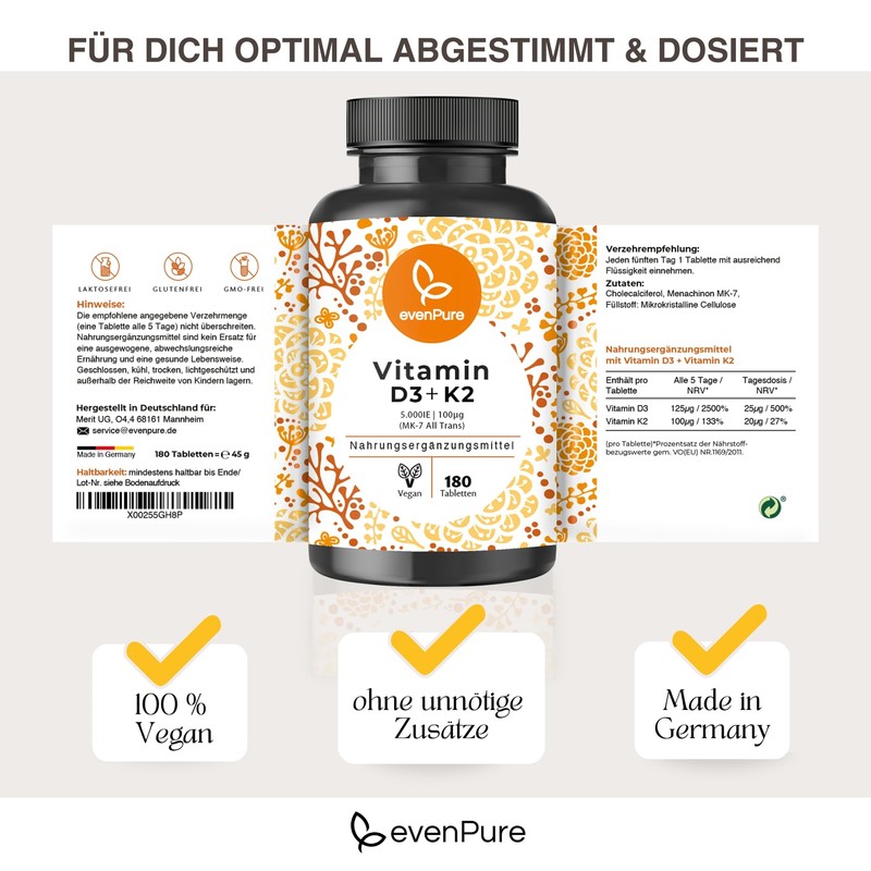 Vitamin D3 & K2 Depot - 5000 IU D3 +