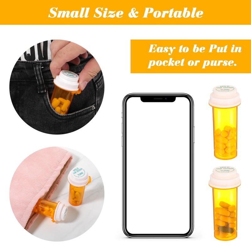 ElevateTech Empty Plastic Pill Bottles with Caps, Small Medicines Bottle