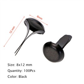 Penta Angel Mini Brads 100Pcs Round Paper Fasteners Metal Brass Pastel Brads for Scrapbooking Crafts DIY Projects, 8x12mm (Black)