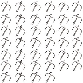 Leliafleury 40Pcs Fishing Treble Hooks Carbon Steel Fishing Hook Triple Anchor Hook for Saltwater Freshwater (4#)