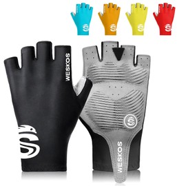 VigorGlove Bike Cycling Gloves Fingerless Gloves for Men Women Breathable Anti-Slip Bicycle Gloves for Gym Weight Lifting Workout Outdoor Sports Kayak-Black-M