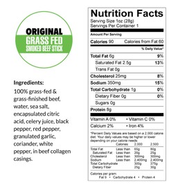 7 Flavor Variety Meat Sticks. No Added Nitrates, Gluten, Soy, MSG, Dairy, Nuts. 5 Grass-fed Beef Flavors, 1 Free-range Turkey Flavor & 1 Natural Pork Flavor (2 of Each, 14-cnt, 1-oz Stick)