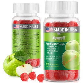 USA made Apple Cider Vinegar Gummies with B12 & Multivitamin - 30 Count, Supports Digestion, Gut Health, Detox & Energy, Vegan ACV Supplement for Women & Men, Non-GMO, Vegetarian (1)--Made in USA