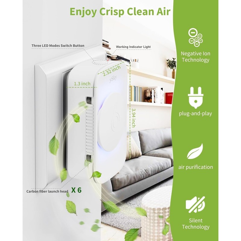 ySky Plug In Air Purifier for Home (1 pack), Negative