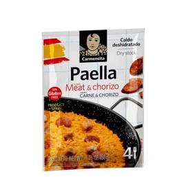 Carmencita. Dry Meat and Chorizo Paella Stock sachet. 4 servings. 50g (1.76oz).