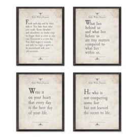 Ralph Waldo Emerson Quote Wall Art Prints, Set of 4, Unframed, Vintage Literary Inspirational Motivational Sign, All Sizes