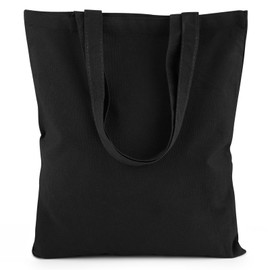 CHRORINE Cotton Canvas Tote Bags Reusable Grocery Shopping Bags，for DIY Craft, Drawing, Gift, Grocery, Activity (10, Black)