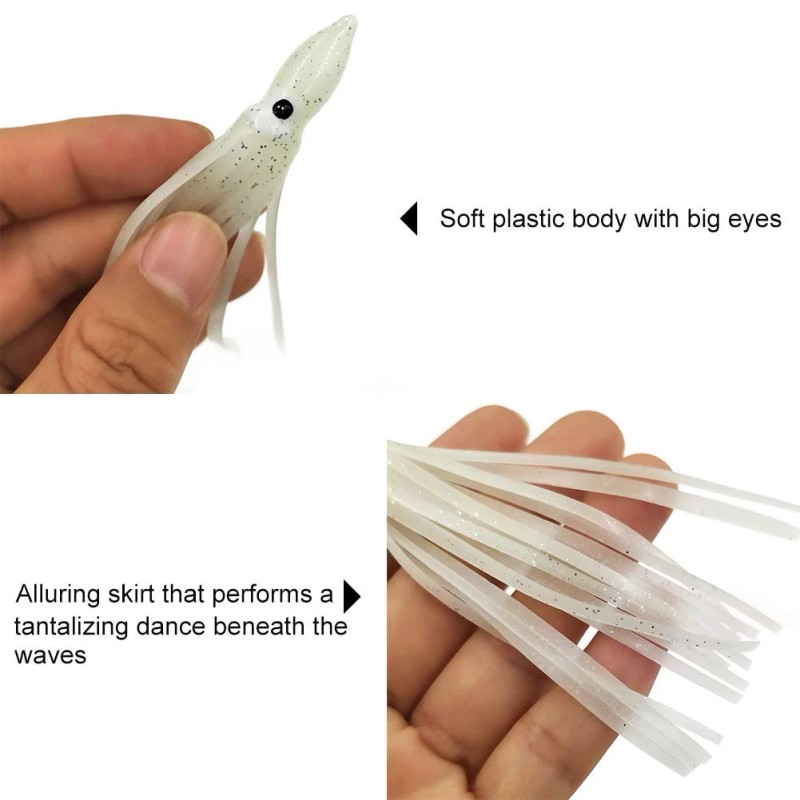 Qhdjianhui Fishing Squid Skirts Glow Lures Luminous Octopus SkirtsTrolling Lure