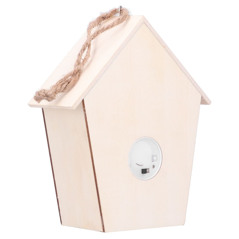 2Pcs Bird House with Warm Light Hollow Flowers Patterns Bird