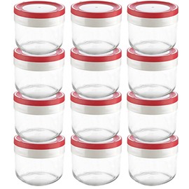 Tribello 10oz Candle Jars For Making Candles, 12 Pack Glass Canning Jars with lids, Glass Jar Features Red Tight Lid - Overnight Oats Container, Preserves Honey, Jam, Jelly, and Kitchen Spices