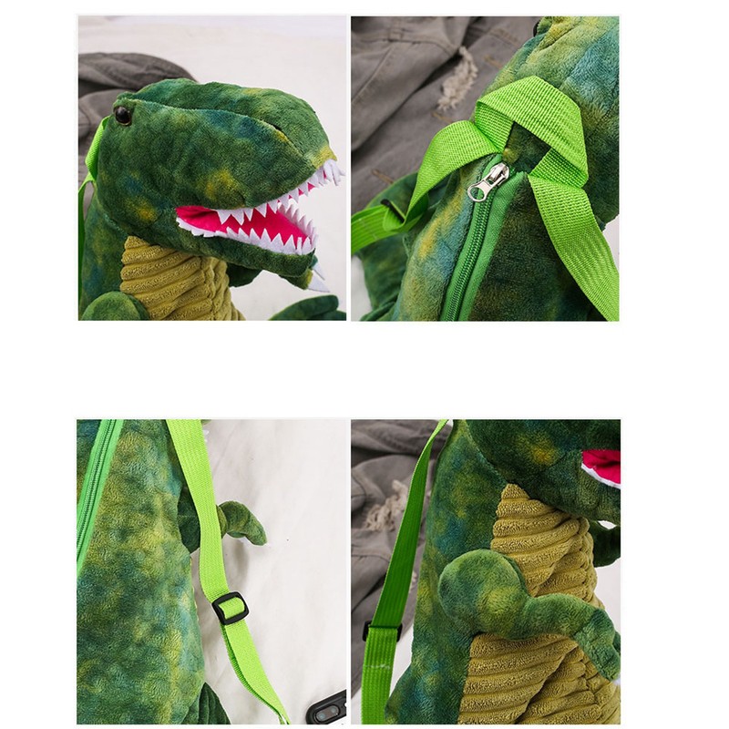 Kids Dinosaur Backpack Cartoon 3D Dinosaur Shape Soft Plush Kids