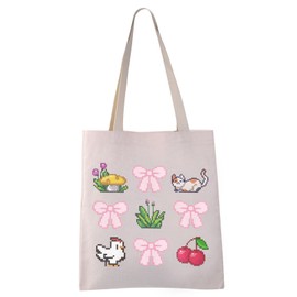 Valley Game Inspired Gift Stardew Video Game Reusable Grocery Shopping Bag (Bow Valley tote)