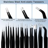 10Pcs Precision Tweezers Set, Non Magnetic Anti Static Stainless Steel