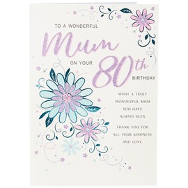 Regal Publishing Modern Milestone Age Birthday Card 80th Mum,Yellow,9 x 6 inches