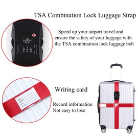 Luggage Straps for Suitcases with Lock Luggage Tag Adjustable Cross Suitcase Belts, Luggage Lock TSA Certified Customs Lock Travel Accessories Fits 20-30 Inch Suitcase (Blue-TSA)