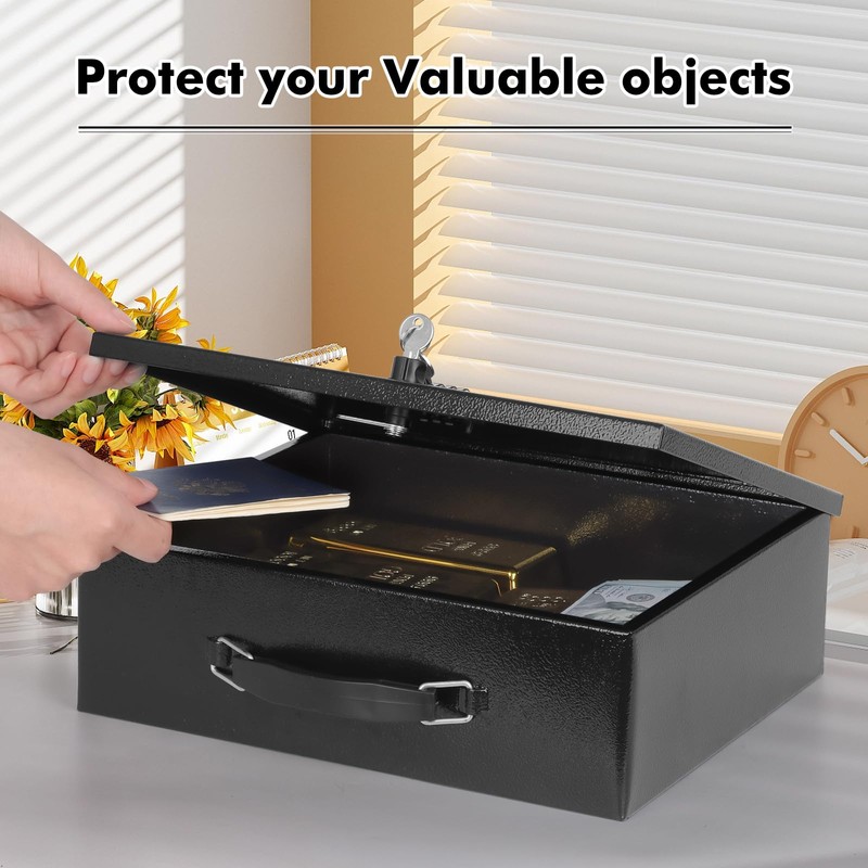 KYODOLED Fireproof Lock Box for Documents, Dual Combination and Key
