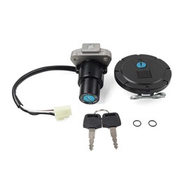 Reckkiiaotu Motorcycle Ignition Switch Lock Set w/Keys - Igntiton Swtich(4-Wires) Fuel Gas Tank Cap for Kawasaki KLR650 KLR 650 2008-2018