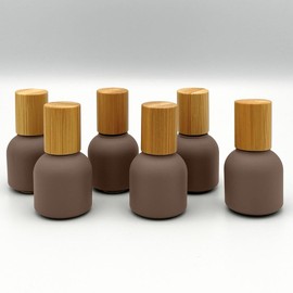 NatuRoller 10ml Glass Roller Bottles with Bamboo Cap and Stainless Steel Ball for Essential Oils (Chocolate, Bamboo)