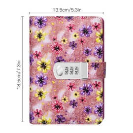 ARRLSDB Password Journal with Lock, Journal with Composition Lock Binder Diary (7.3×5.3 Inch) A6 Refillable Leather Journal Password Journal Locking Personal Diary (Pink)