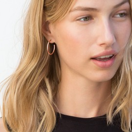 Day.berlin Women's Creole Earrings, Round, Open Earrings from Stainless Steel, 3 cm Diameter, 2 mm Narrow, in Gold, Silver and Rose, Pack of 2, Stainless Steel, Rose-Gold