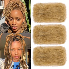 Afro Kinkys Bulk Hair for Dreadlock Extensions 3 Bundles 90g Micro Twist Repair Locs Braiding Crochet Hair Synthetic Afro Kinky Curly Braiding Hair for Black Women and Man (27#, 8inch)