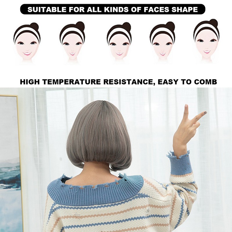 Fashion Women Bobo Style Wig Short Straight Heat Resistant Synthetic