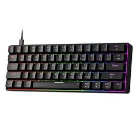 Newmen GM611 Mechanical Keyboard,LED Rainbow Backlit Gaming Wired Keyboard Compact Mini 61 Keys Portable 60 Percent Mechanical Keyboards with Black Keycaps,for Windows Laptop PC Linear Red Switches