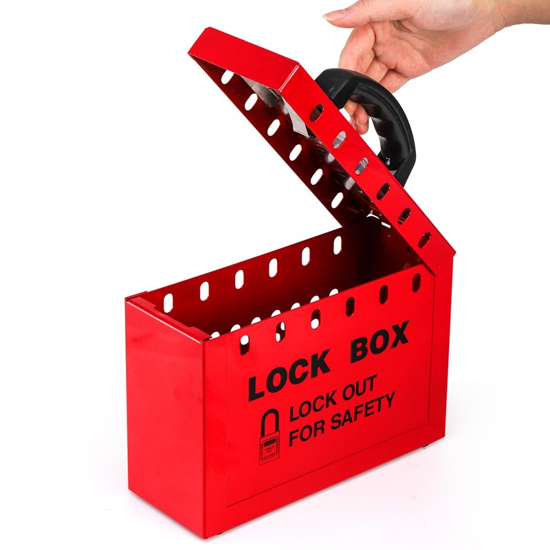 WUWEOT Group Lock Box, Red Portable Lockout Tagout Box Loto