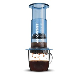 AeroPress Clear Blue Coffee Press – 3 In 1 Brew Method Combines French Press, Pourover, Espresso, Full Bodied Coffee Without Grit or Bitterness, Small Portable Coffee Maker for Camping & Travel, Blue