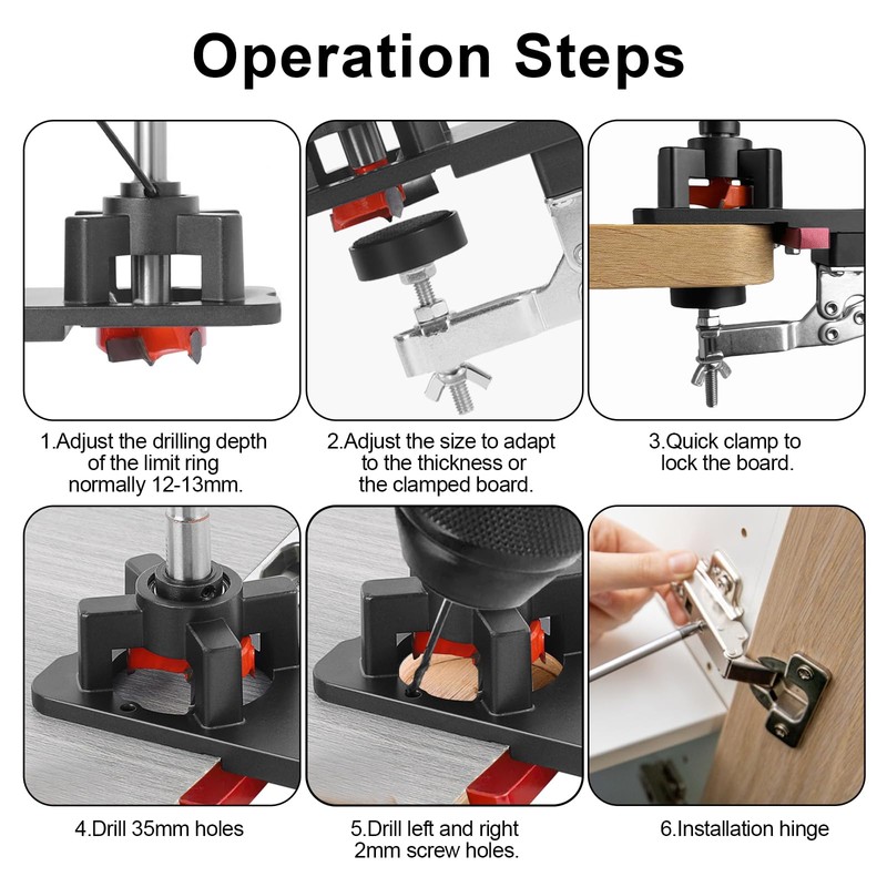 35mm Concealed Hinge Jig, Cabinet Hinge Jig, Aluminum Alloy Accurate