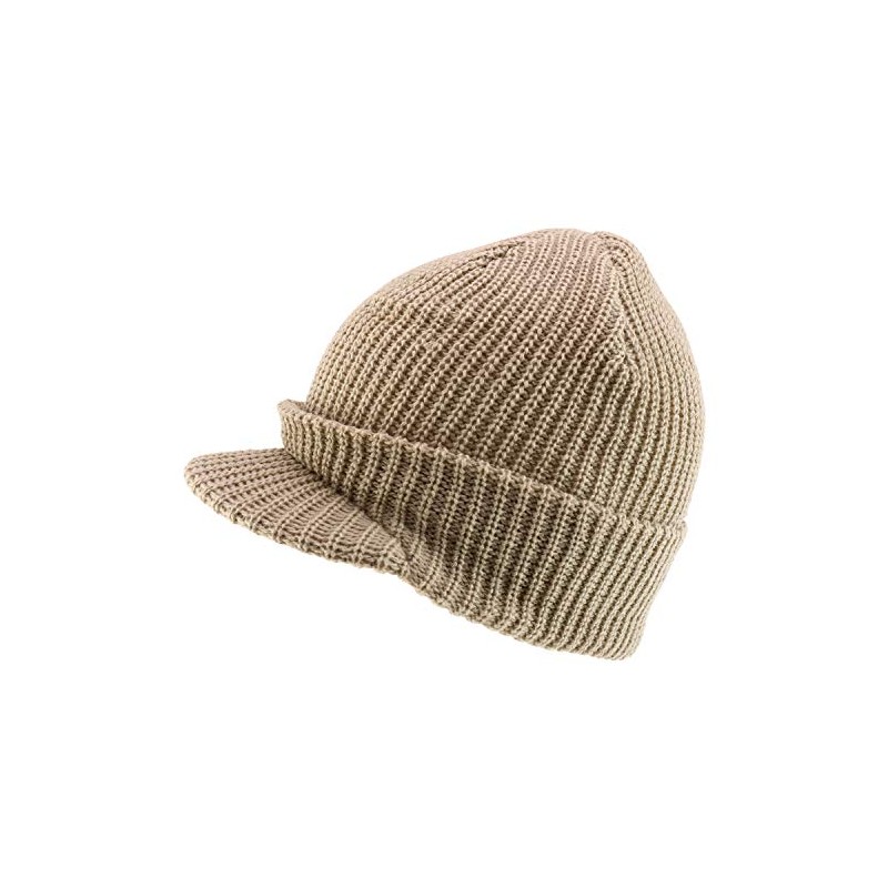 Armycrew Plain GI Thick Ribbed Beanie with Bill Visor Cap