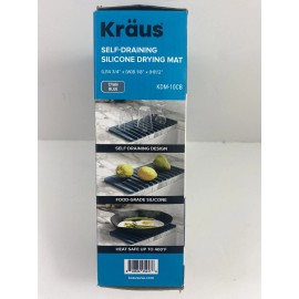 Kraus Self-Draining Silicone Drying Mat Cyan Blue Hot Plate 14 3/4 x 8 x 1/2"