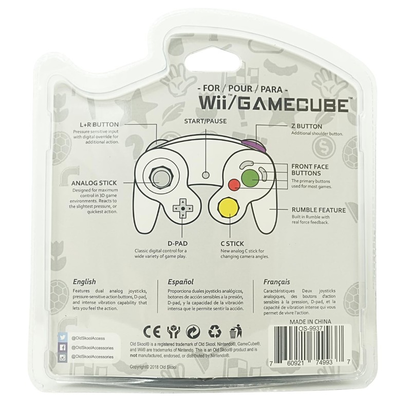 Old Skool Controller Compatible with GameCube/Wii - white