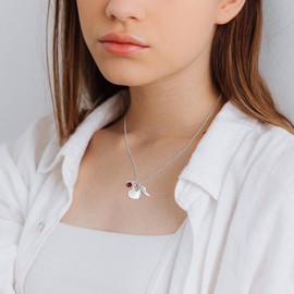 KnSam Stainless Steel Urn Pendant Necklace with Birthstone Crystal Pendant Angel Wings Ash Pendant Heart Memorial Chain Silver, Stainless Steel, Cubic Zirconia