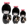 lachineuse 3 Japanese Kokeshis Dolls - Design and Black Hue,