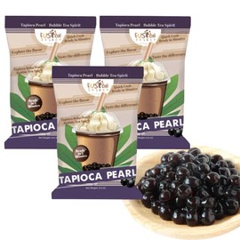 Fusion Select Tapioca Pearl - Black Sugar Flavor Quick Cook Tapioca, DIY Boba, Ready in 5 Minutes, Boba Pearls, Bubble Tea Pearl, Milk Tea Topping, Net Weight 8 Ounce (3 Packs)