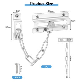 HonGien 1PCS Stainless Steel Door Chain Heavy Duty Latch Chain Door Lock Anti Theft Home Safe Nickel Plated Door Locks Safety Chain Door Lock External and Internal Door Restrictor