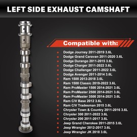 Left Side Exhaust Camshaft for Jeep, Dodge, Chrysler & Ram 3.6L V6 Models 05184377AH, 5184377AE, 5184377AF, 5184377AD, 5184377AG