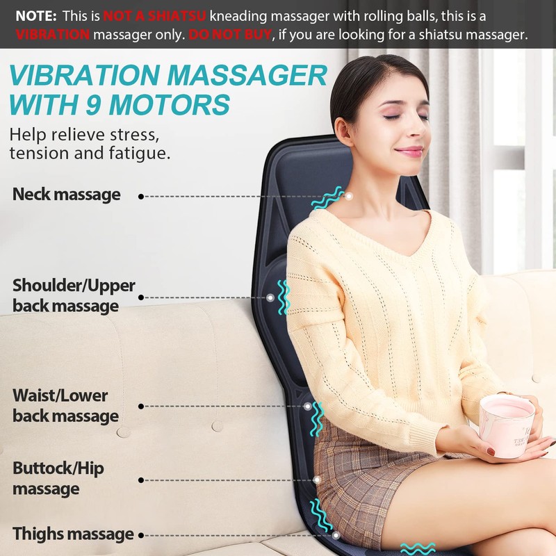 AIVEISI Massage Seat Cushion Pad with Heat 9 Massage Style