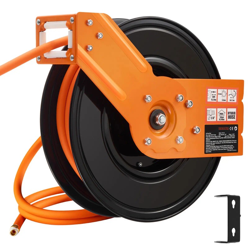 Auto-Rewind 5FT Lead Retractable Air Hose Reel 3/8IN X 50FT