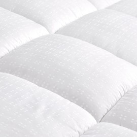 SLEEP ZONE Extra Long Twin Cotton Mattress Pad for College Dorm, Machine Washable Mattress Protector Cover, Soft Cotton Top Cooling Mattress Topper Fits 8-21 inch Deep Pocket, Twin XL