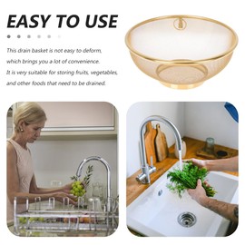 Yardwe Stainless Steel Fine Mesh Strainer Colander for Kitchen - 7.87 Inch Golden Food Strainer for Cooking, Washing Vegetables, Cleaning Fruits, and Draining Pasta