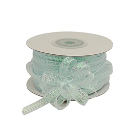 Lassos Boutique 1/4" X 50 Yards Iridescent Pull String Bows Christmas DIY Craft Gift Ribbon (Light Blue)