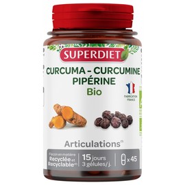 Superdiet Turmeric Curcumin Piperine Organic 45 Capsules