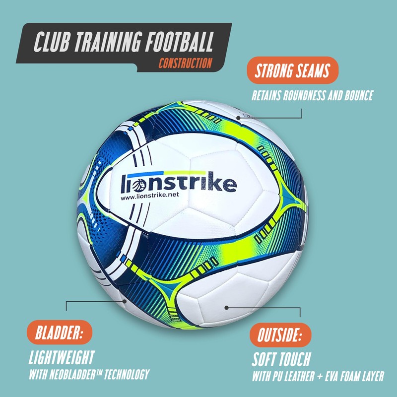 Lionstrike Club Standard Size 4 Football Training Ball with NeoBlaser