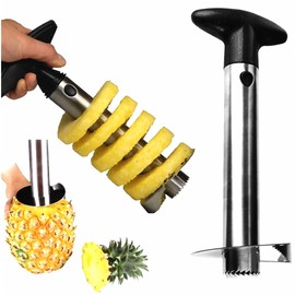 Aleissi | Descorazonador Cortador Rebanador de Piña, Cuchillas Aserradas y Afiladas de Acero Inoxidable Ideal para Coctelería, Repostería, Decoración de Postres